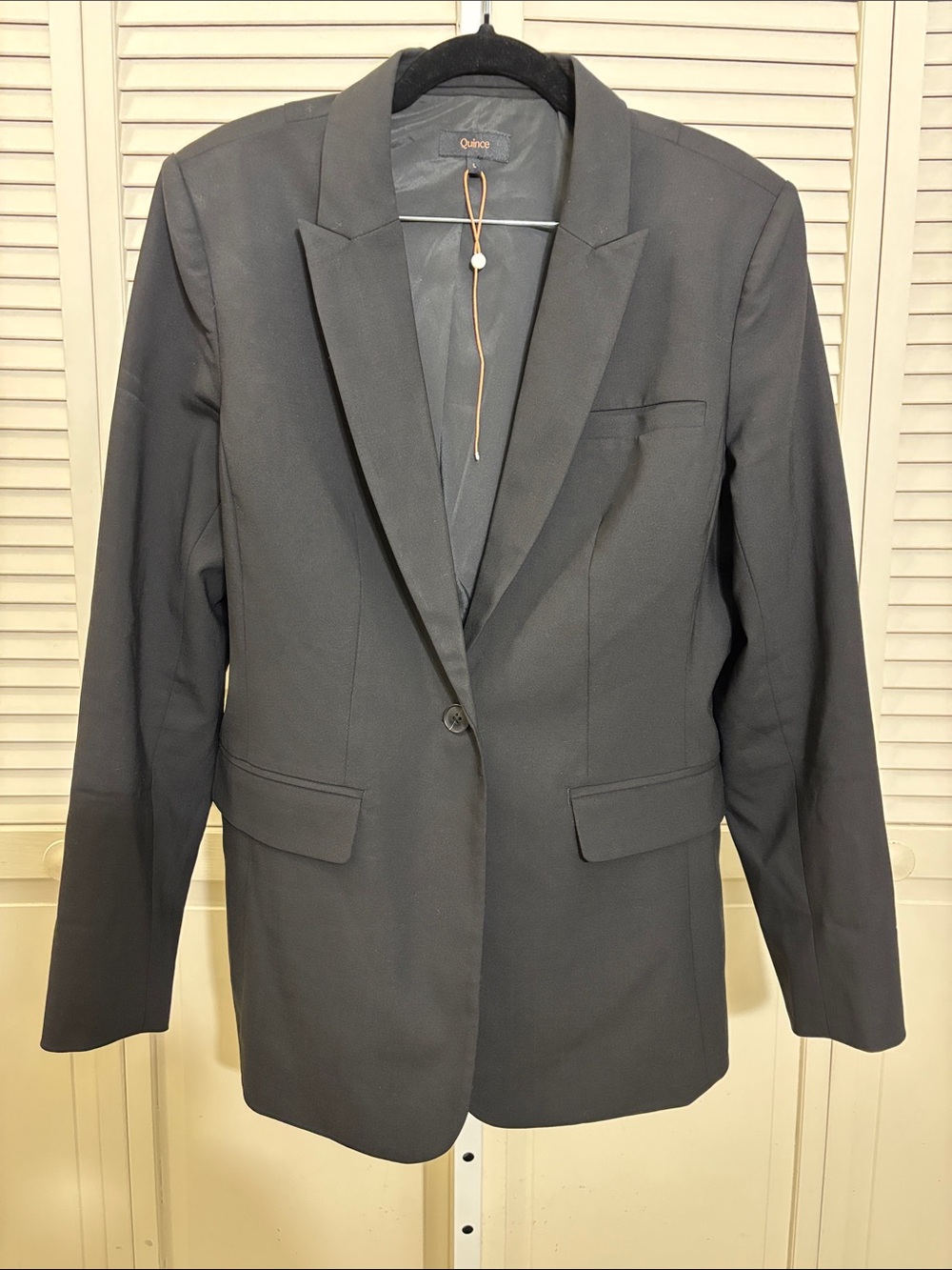 NWOT Quince Women's Stretch Wool Black Single-Button Blazer Large